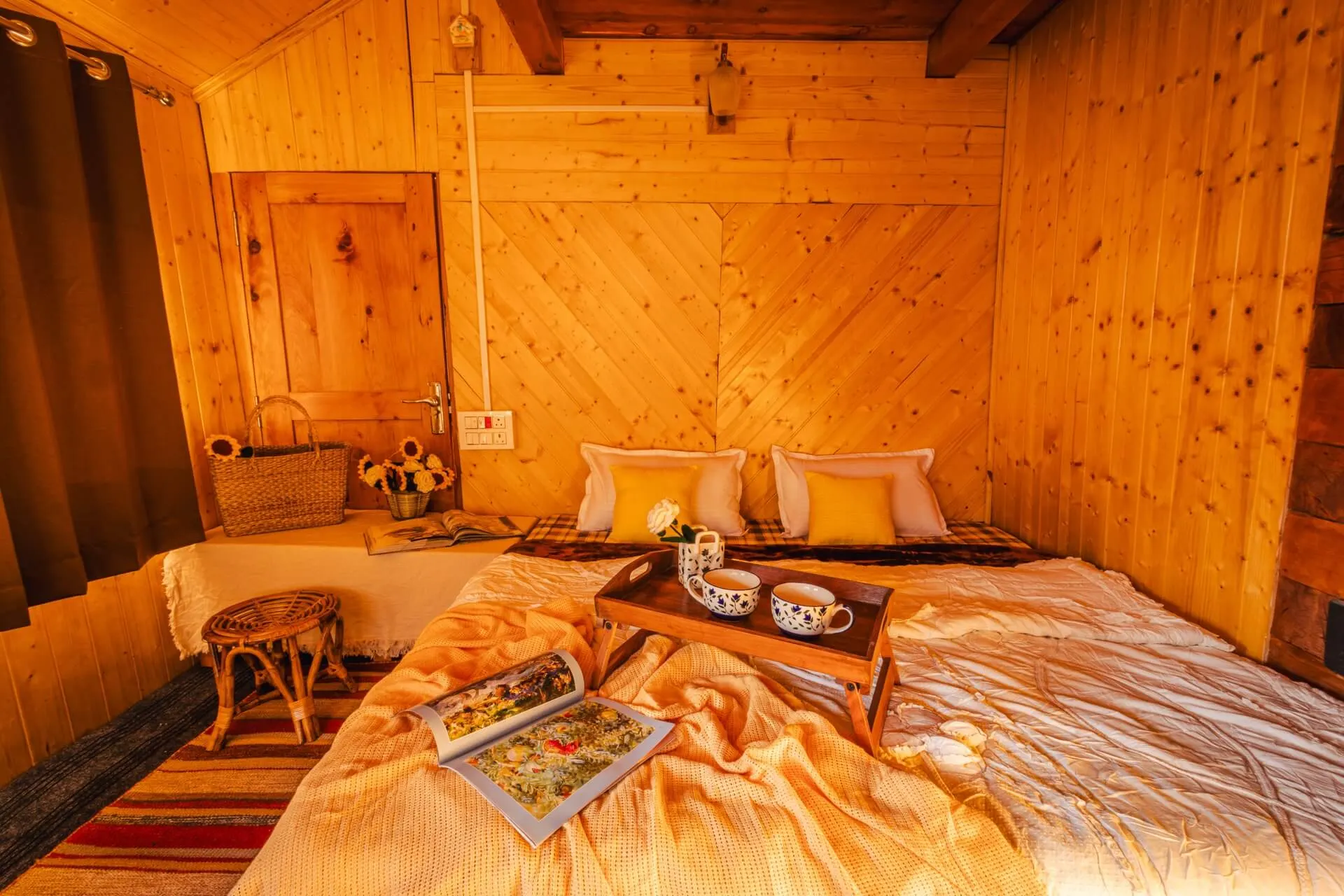 The warm wooden Sunroom at The Lazy and Slow